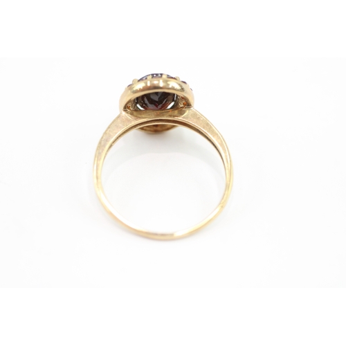 59 - 9ct gold garnet & diamond dress ring (3.1g) Size S