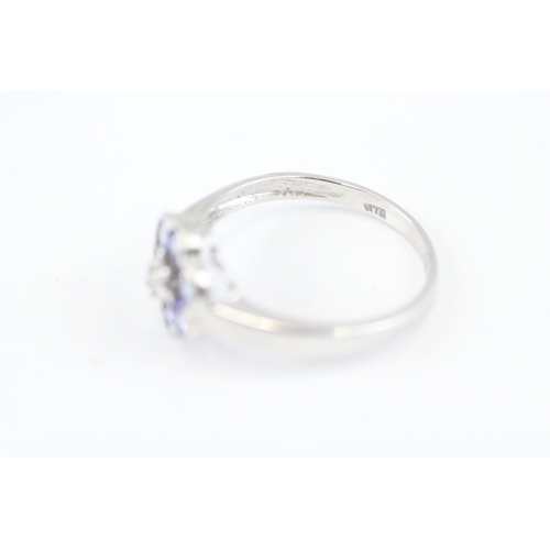 17 - 9ct gold tanzanite & diamond cluster ring (2.2g) Size N