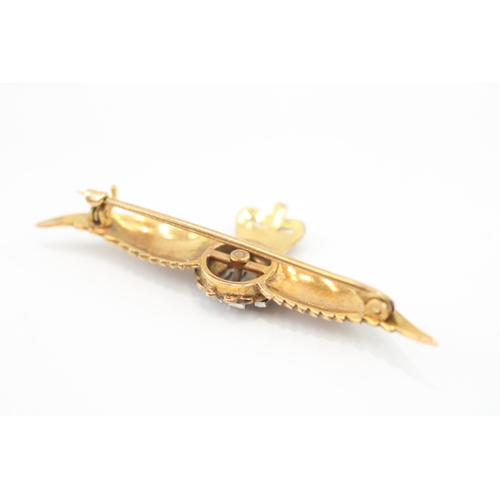 19 - 9ct gold vintage enamel & diamond RAF brooch by Cropp & Farr (5.2g)