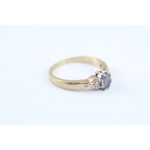 22 - 9ct gold tanzanite & diamond dress ring (2g) Size J