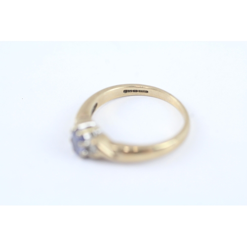 22 - 9ct gold tanzanite & diamond dress ring (2g) Size J
