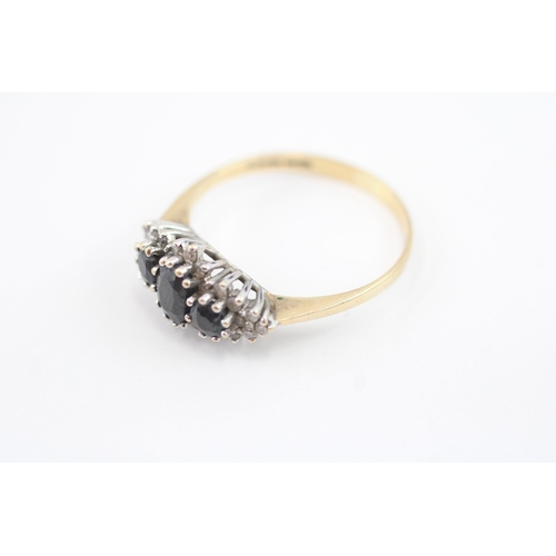 23 - 9ct gold sapphire & diamond dress ring (2.2g) Size S