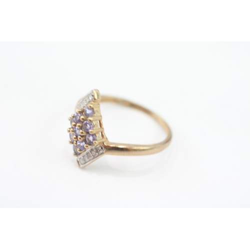 30 - 9ct gold tanzanite & diamond dress ring (2.2g) Size N