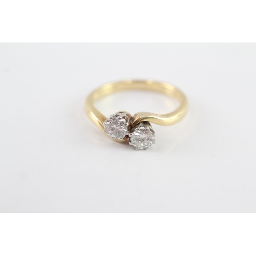 4 - 18ct gold diamond moi et toi ring (3.6g) Size L