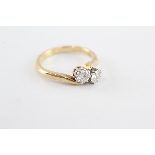 4 - 18ct gold diamond moi et toi ring (3.6g) Size L