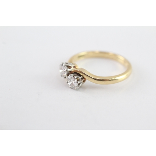 4 - 18ct gold diamond moi et toi ring (3.6g) Size L