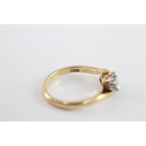 4 - 18ct gold diamond moi et toi ring (3.6g) Size L