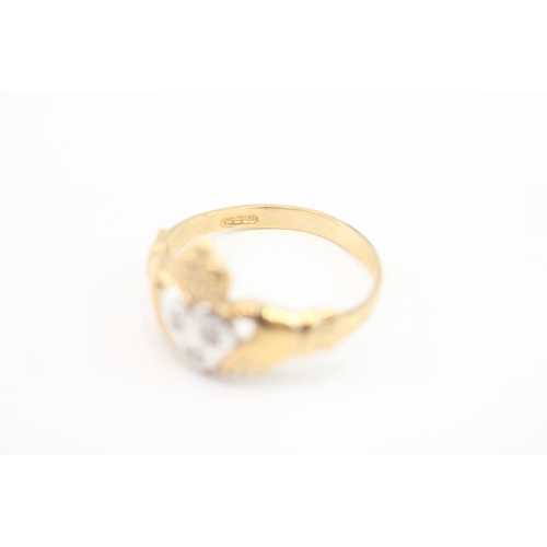 45 - 9ct gold diamond Irish claddah ring (2.8g) Size S