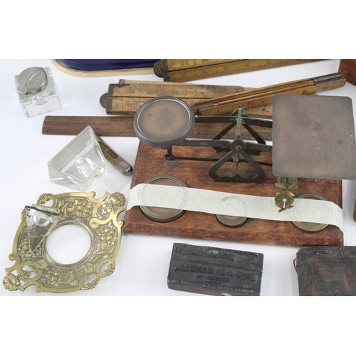 Desk Items Inc Mulberry Notepad, Scales, Inkwells Etc Job Lot