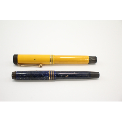 2 x Vintage Parker Fountain Pens 14ct Gold Nibs WRITING Inc Duofold JR Etc