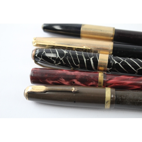 5 x Vintage Fountain Pens w/ 14ct Nibs For Repair Inc Parker, Conway ...