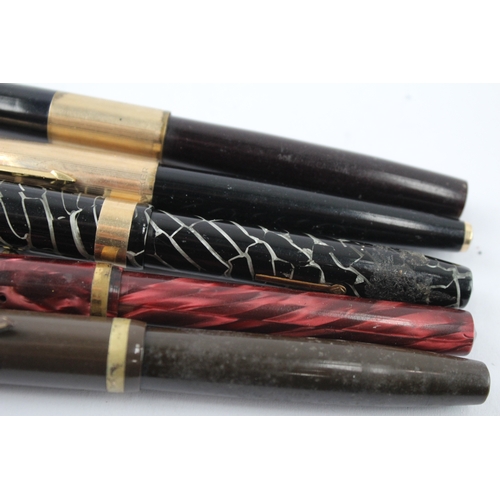 5 x Vintage Fountain Pens w/ 14ct Nibs For Repair Inc Parker, Conway ...