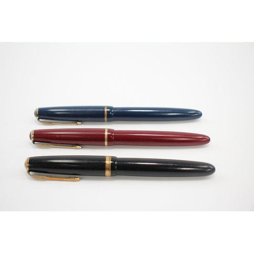 3 x Vintage Parker Duofold Fountain Pens 14ct Gold Nibs WRITING