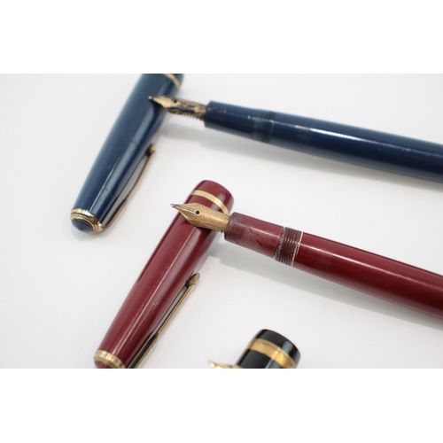 3 x Vintage Parker Duofold Fountain Pens 14ct Gold Nibs WRITING