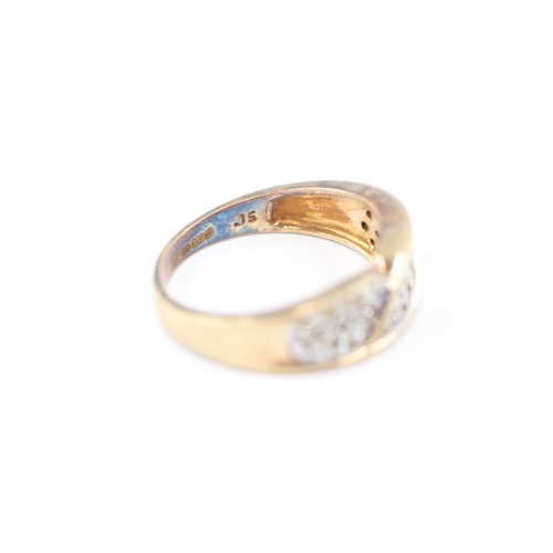 10 - 9ct gold parve set diamond ring (3.1g) Size M