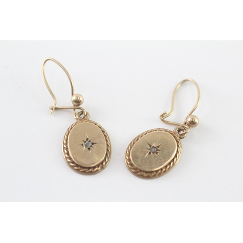 9ct gold diamond star setting earrings (2.4g)