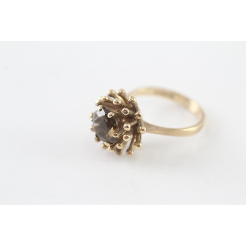 34 - 9ct gold smoky quartz dress ring (5.3g) Size O