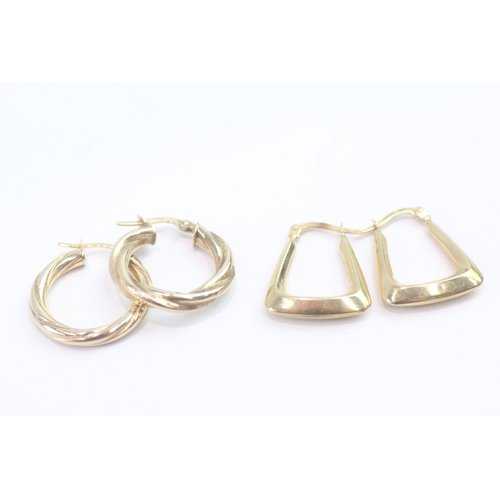 39 - 2x 9ct gold hoop earrings (2.4g)