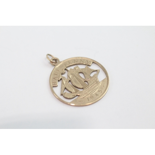 40 - 9ct gold half penny pendant (1.6g)
