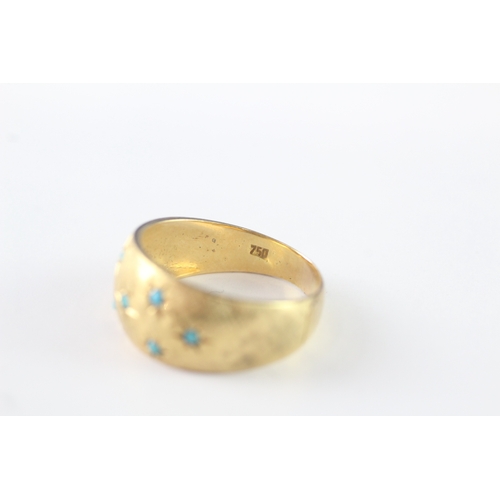 5 - 18ct gold wide set ring with star set turquoise (5.4g) Size P 1/2