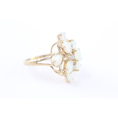 19 - 9ct gold opal & diamond dress ring (3.8g) Size N