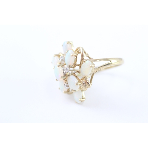 19 - 9ct gold opal & diamond dress ring (3.8g) Size N