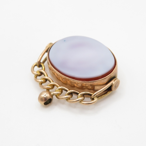 9ct gold agate swivel fob (6.1g)