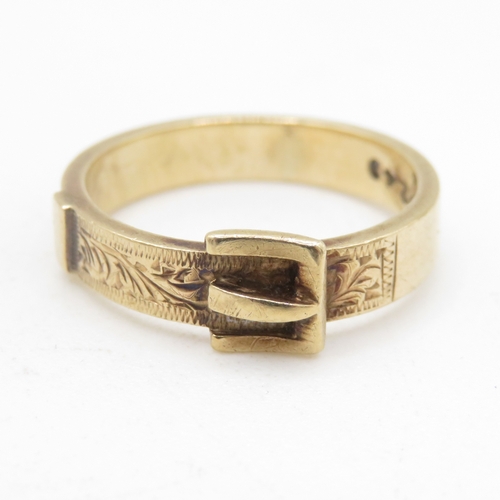 9ct gold vintage buckle ring (3.7g) Size N
