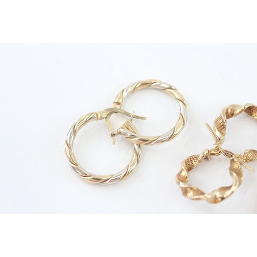 22 - 3x 9ct gold patterned hoop earrings (5.2g) Size L