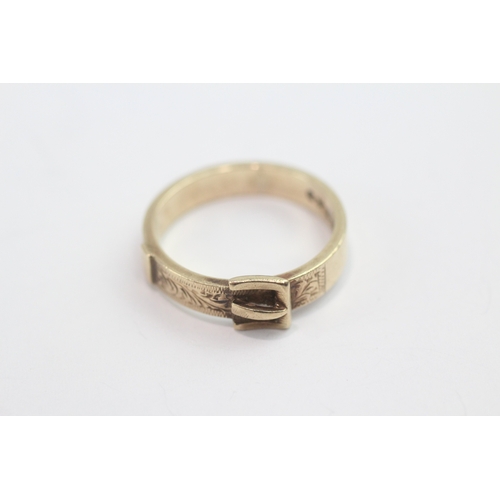 38 - 9ct gold vintage buckle ring (3.7g) Size N