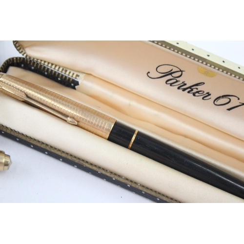 4 x Vintage Parker 61 Fountain Pens w/ 14ct Gold Nibs WRITING Inc Boxed Etc