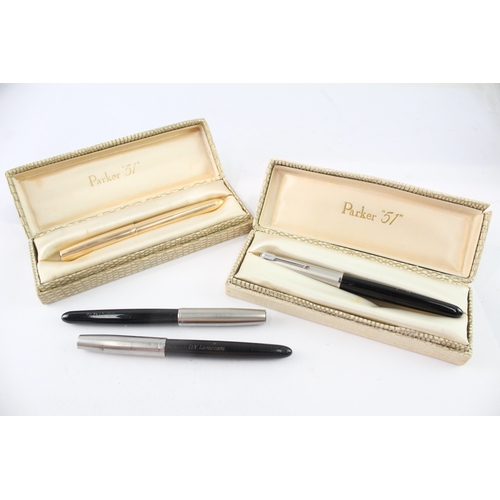 4 x Vintage Parker 51 Fountain Pens w/ 14ct Gold Nibs WRITING Inc Chalk ...