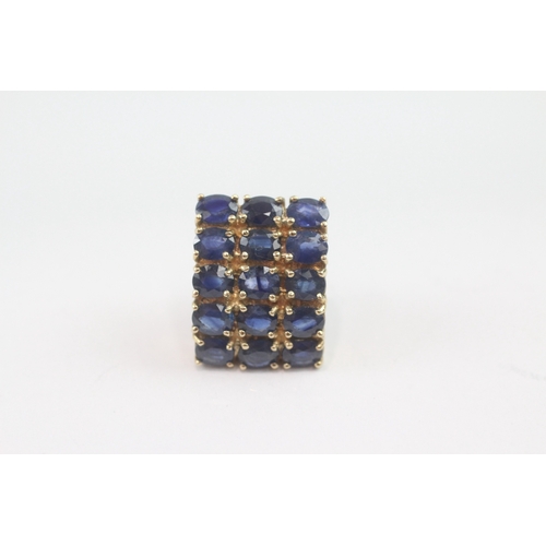 12 - 9ct gold oval cut sapphire dress earrings (8.6g)