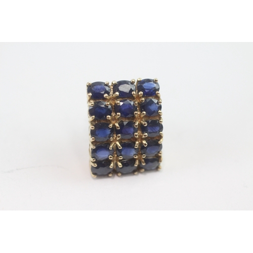 12 - 9ct gold oval cut sapphire dress earrings (8.6g)