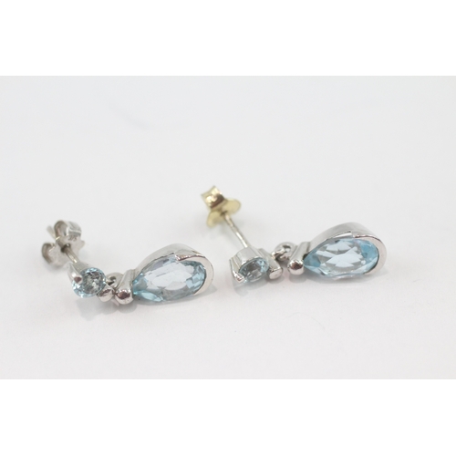 16 - 9ct gold blue topaz drop earrings (2.9g)