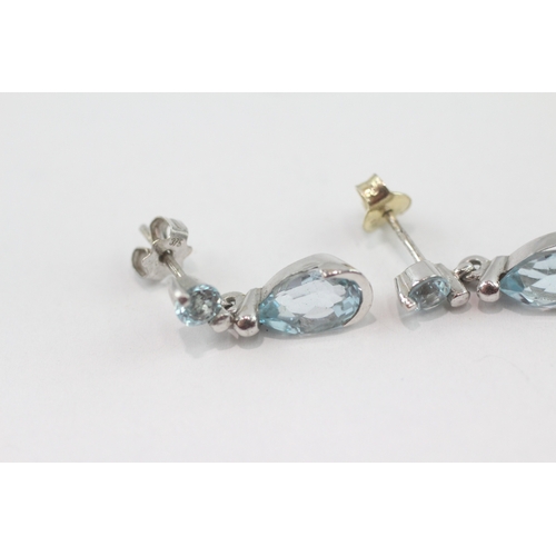 16 - 9ct gold blue topaz drop earrings (2.9g)