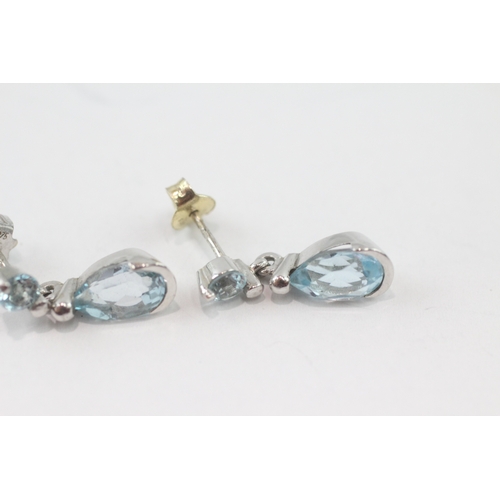 16 - 9ct gold blue topaz drop earrings (2.9g)