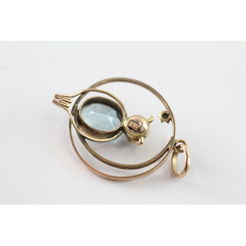 17 - 9ct gold antique pate & seed pearl owl pendant (1.8g)