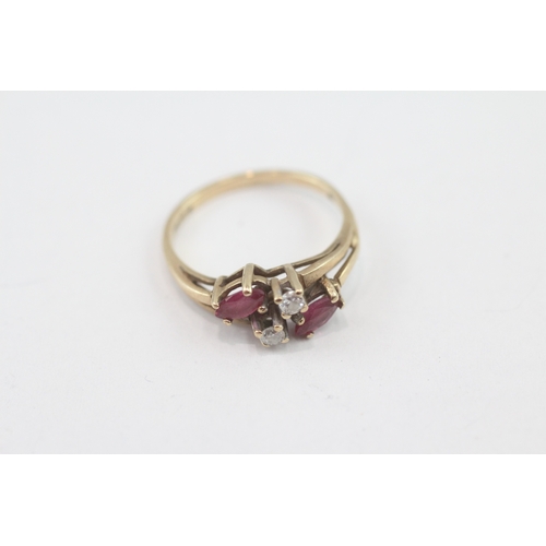 24 - 9ct gold ruby & diamond dress ring (1.8g) Size J 1/2