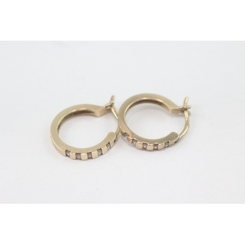 26 - 9ct gold diamond hoop earrings (2.2g)