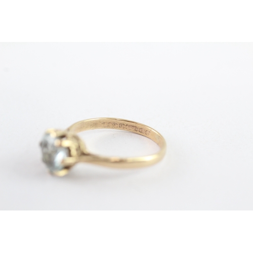 35 - 9ct gold aquamarine solitaire ring (2.4g) Size O