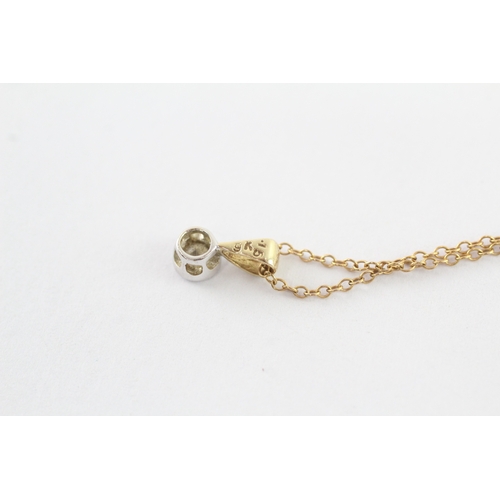 42 - 9ct gold diamond single stone pendant on chain (1.4g)