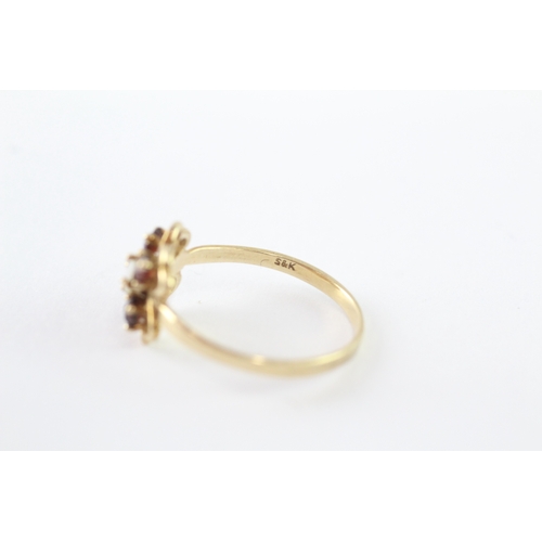 45 - 9ct gold garnet & opal dress ring (1.4g) Size N