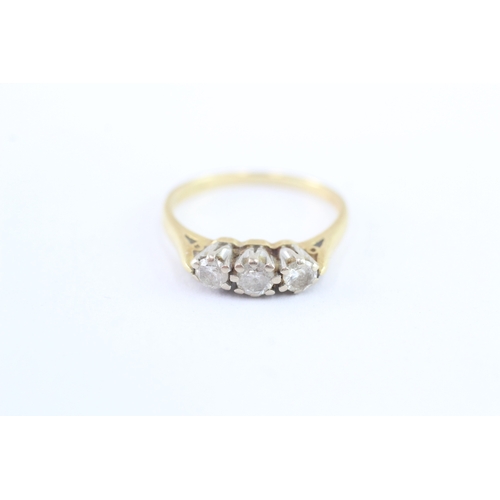 49 - 18ct gold vintage diamond trilogy ring, estimated total diamond weight: 0.50ct (3.8g) Size P