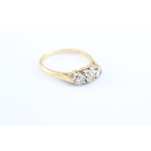 49 - 18ct gold vintage diamond trilogy ring, estimated total diamond weight: 0.50ct (3.8g) Size P