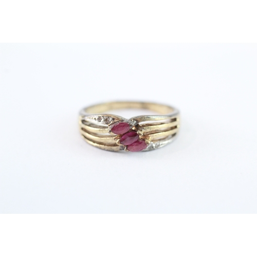 53 - 9ct gold ruby & diamond dress ring (2.9g) Size L