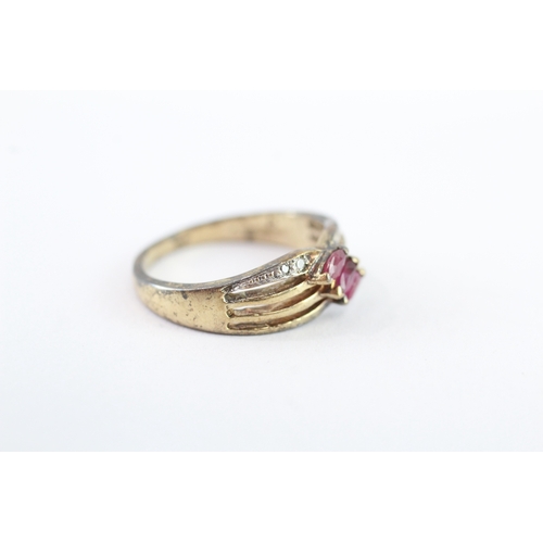 53 - 9ct gold ruby & diamond dress ring (2.9g) Size L