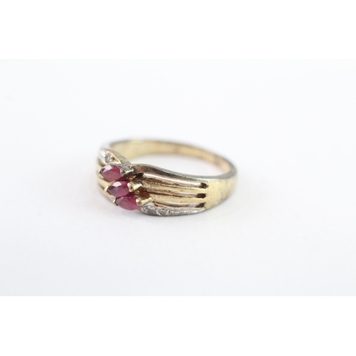 53 - 9ct gold ruby & diamond dress ring (2.9g) Size L