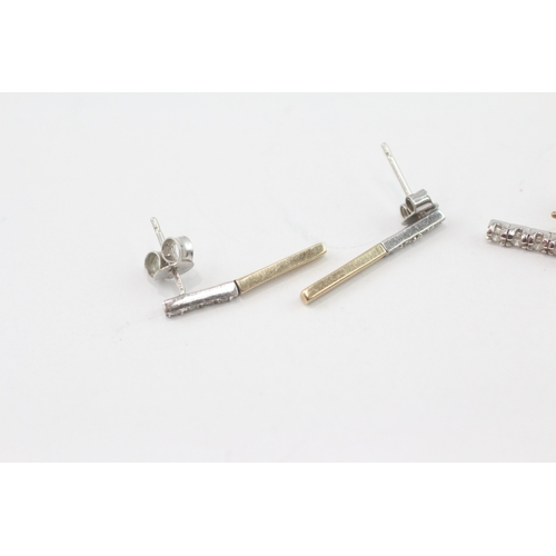 55 - 2x 9ct gold diamond earrings (2.5g)