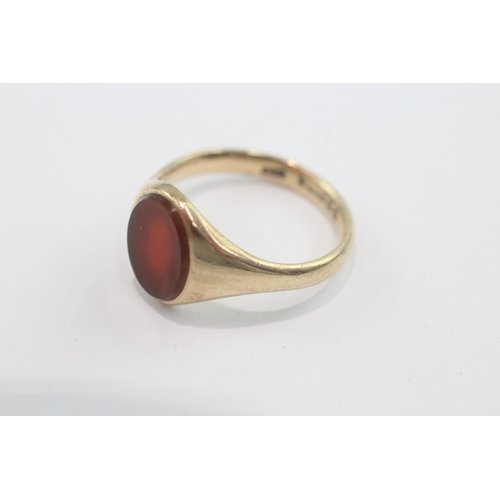 5 - 9ct gold vintage carnelian set signet ring (5.9g) Size U